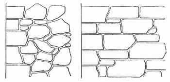 Fig. 1. Unregelmäßiges. Fig. 2. regelmäßiges Bruchsteinmauerwerk.