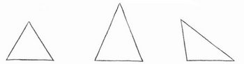 Fig. 1. Gleichseitiges, gleichschenkliges, ungleichseitiges Dreieck.