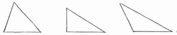 Fig. 2. Spitzwinkliges, rechtwinkliges, stumpfwinkliges Dreieck.