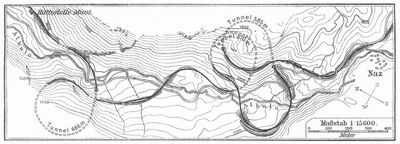 Fig. 2. Lageplan der Albulabahnstrecke Muot-Naz.