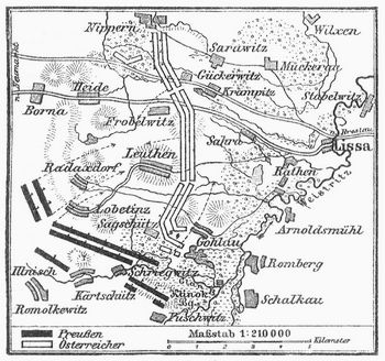 Kärtchen zur Schlacht bei Leuthen (5. Dezember 1757).