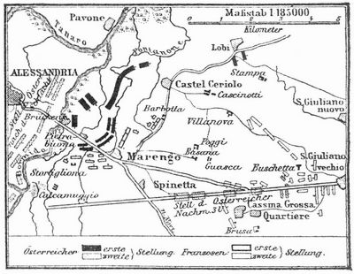 Karte zur Schlacht bei Marengo (14. Juni 1800).