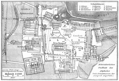 Plan der Ausgrabungen von Olympia.