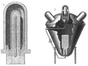Fig. 1. Chemisch-wirkender Zünder einer Kontaktmine. Fig. 2. Herzmine.