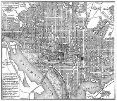 Plan der Bundeshauptstadt Washington.