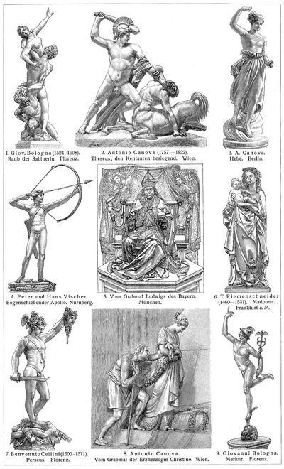 Bildhauerkunst X. Deutsche und italienische Bildnerei, XV.-XVIII. Jahrhundert.