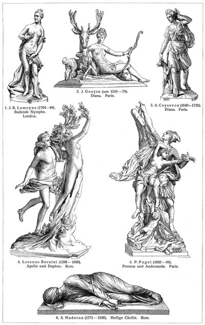 Bildhauerkunst XI. Französische und italienische Bildnerei, XVI.-XVIII. Jahrhundert.