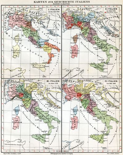 Karten zur Geschichte Italiens.