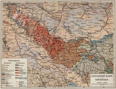 Geologische Karte von Thüringen.