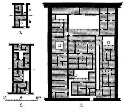 1–3. Altägyptische Wohnhäuser.